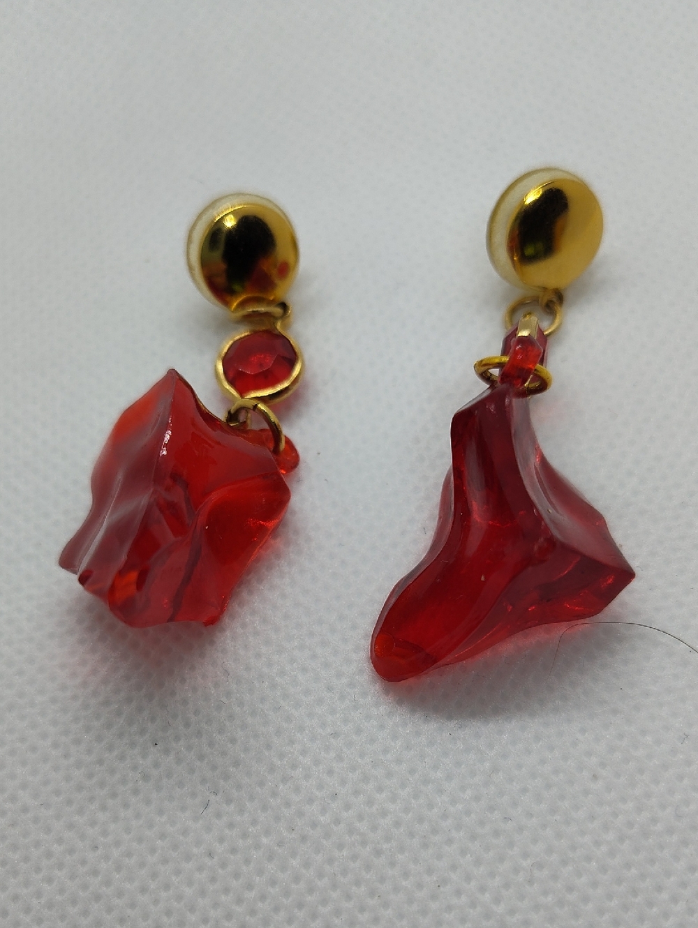 Red Drop Abstract Lucite Earrings